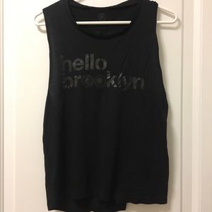 Hello Brooklyn Soulcycle tank black on black